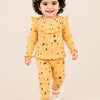 Mustard Ribbed Ruffle Top & Leggings Co-ord Set for Baby Girls – Soft Cotton Outfit