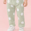 Sage Green Polka Dot Pants for Girls – Soft Cotton Kids Daily Wear Bottoms
