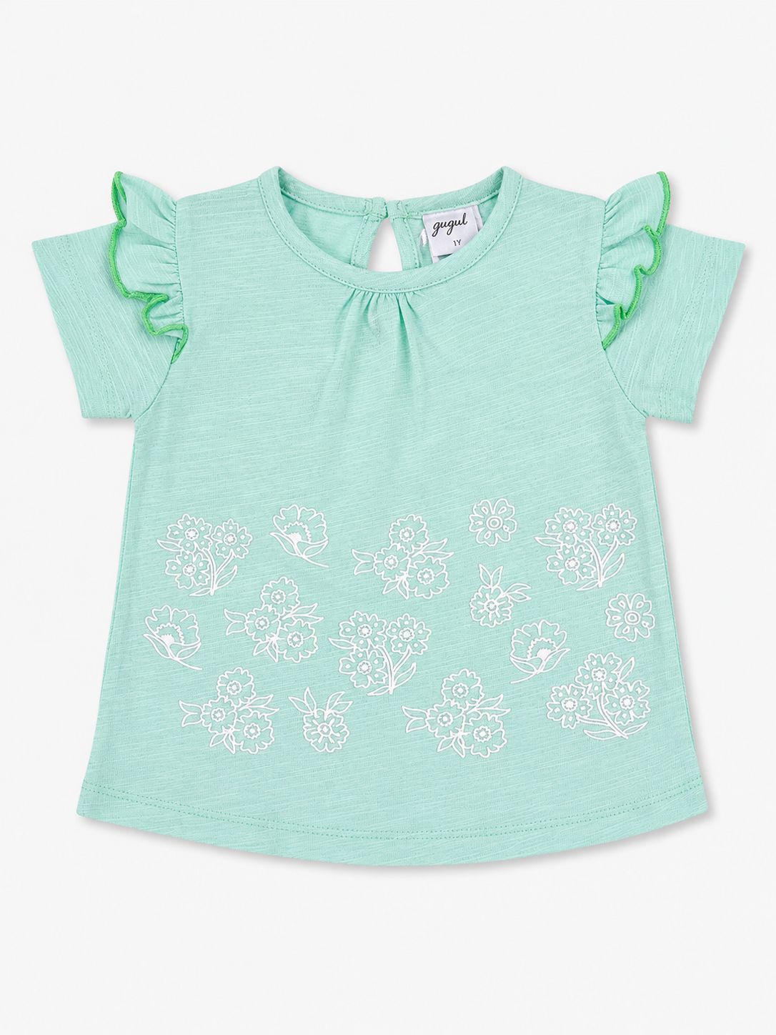 Girls Mint Flutter Sleeve Top Soft Cotton Kids Fashion Wear BloomUp