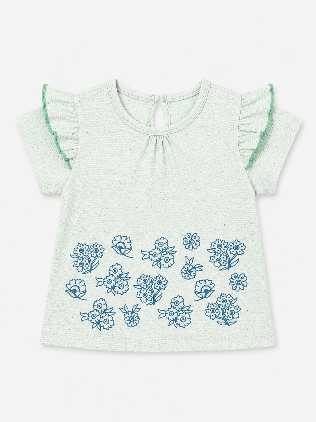 Girls Mint Flutter Sleeve Tunic Soft Cotton Kids Fashion Wear BloomUp