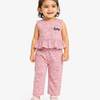 Pink Sleeveless Peplum Top & Pants Co-ord Set for Girls – Soft Cotton Casual Summer Outfit
