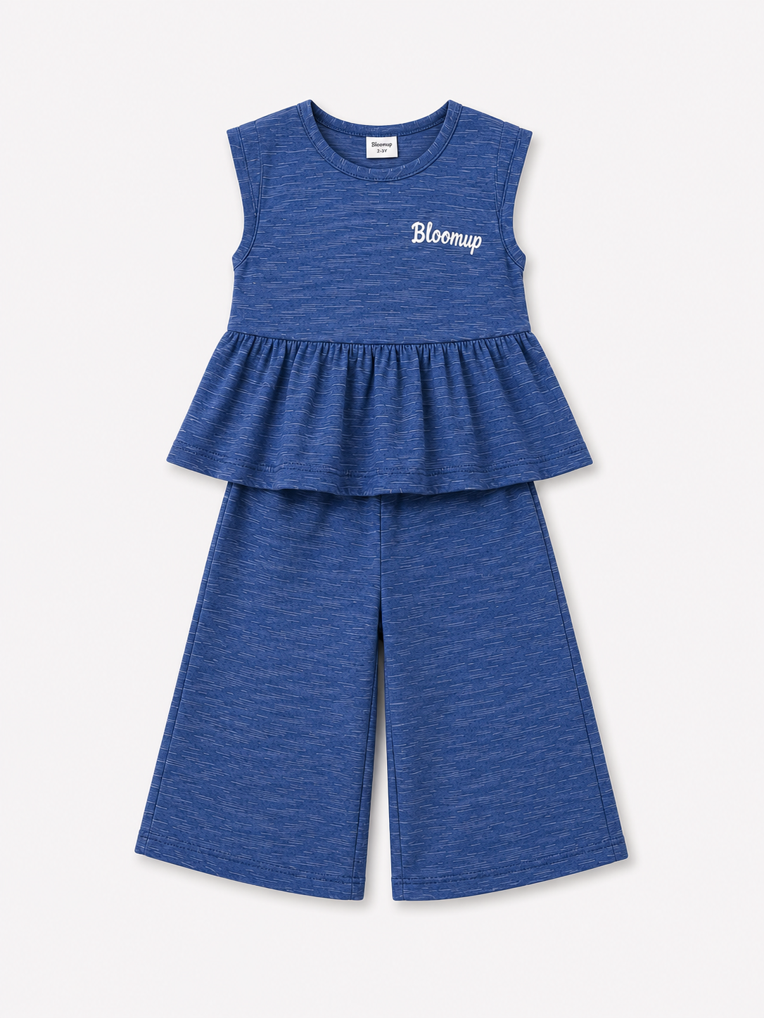 Girls Denim Blue Sleeveless Jumpsuit Soft Cotton Clothing Set BloomUp
