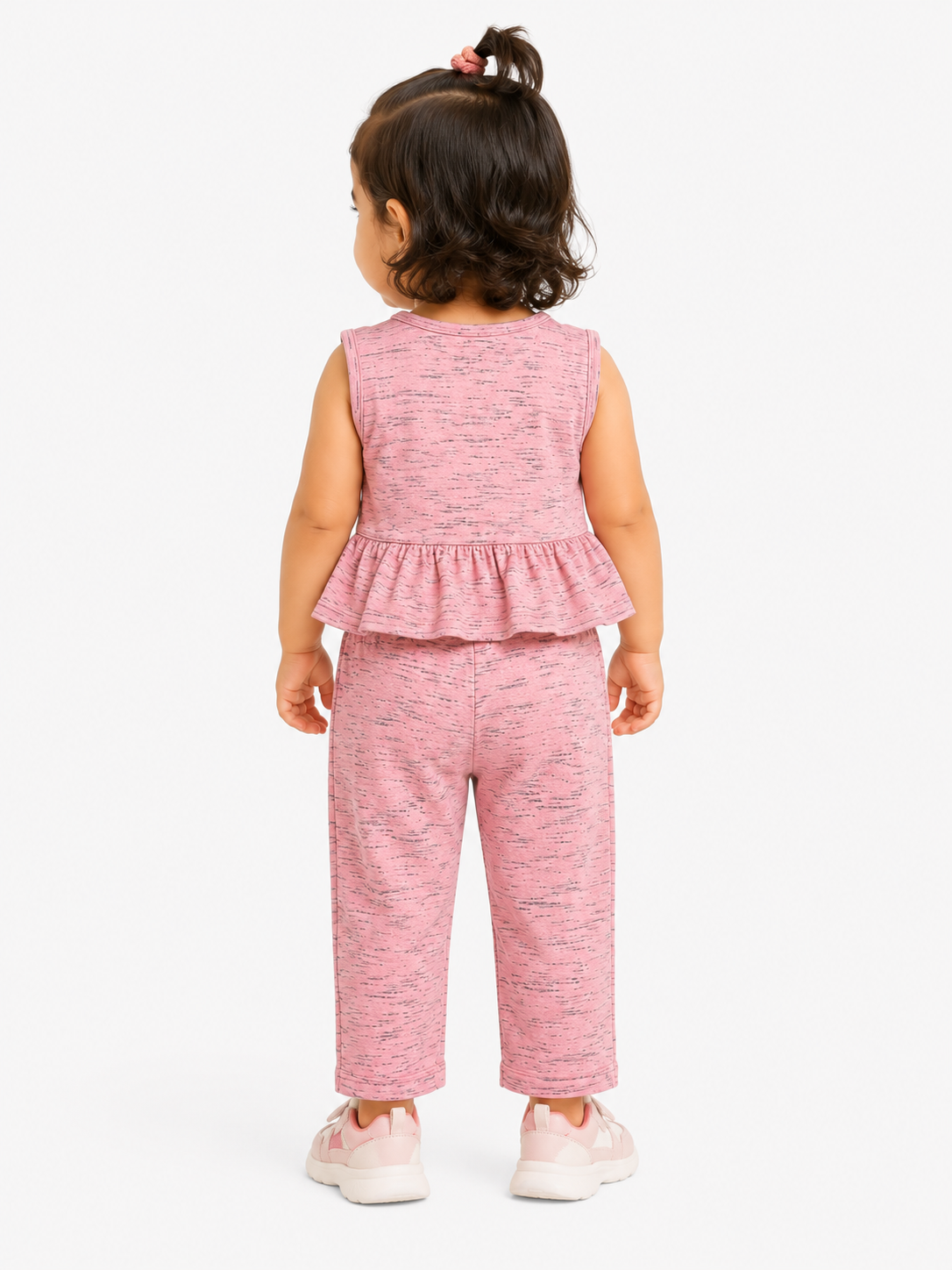 Girls Pink Sleeveless Peplum Top Soft Cotton Clothing Set BloomUp