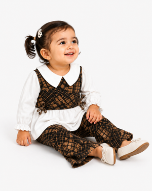 Girls White Peplum Top And Soft Cotton Clothing Set BloomUp