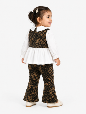 Girls White Peplum Top And Soft Cotton Clothing Set BloomUp