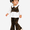 Brown Check Peplum Top & Flared Pants Set for Girls – Soft Cotton Casual Party Wear