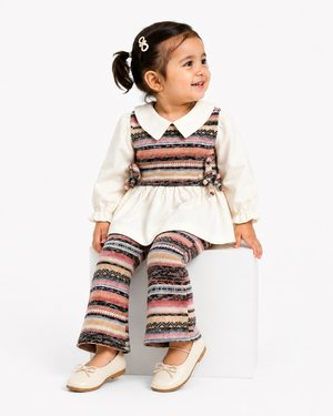 Stylish Girls White Peplum Top And Soft Cotton Clothing Set BloomUp