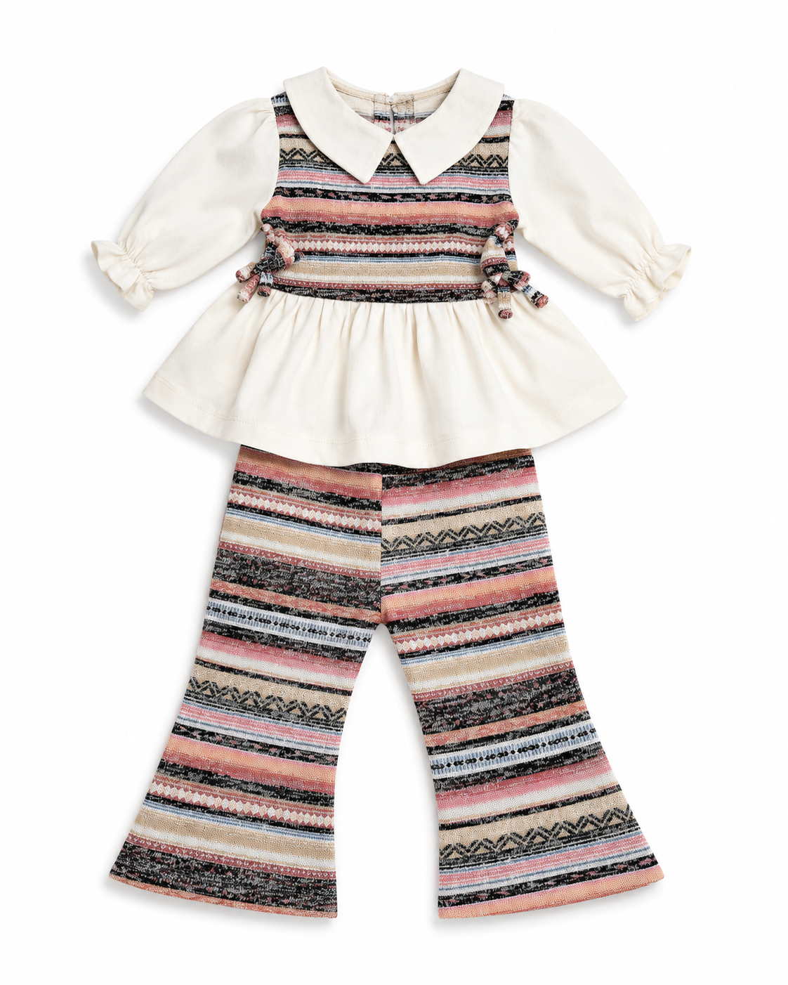 Stylish Girls White Peplum Top And Soft Cotton Clothing Set BloomUp