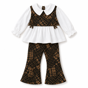 Girls White Peplum Top And Soft Cotton Clothing Set BloomUp