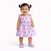 Lavender Polka Dot Tie-Up Strap Kids Dress – Soft Cotton Summer Wear for Girls