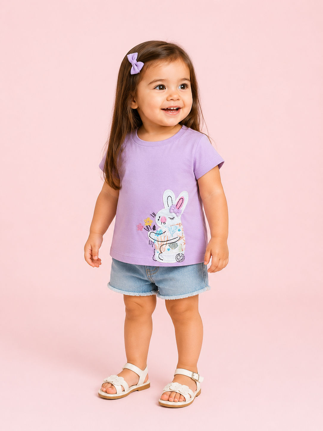 Girls Lavender Short Sleeved Shirt Soft Cotton T-Shirt Boys BloomUp