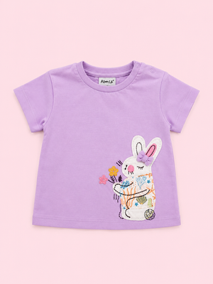 Girls Lavender Short Sleeved Shirt Soft Cotton T-Shirt Boys BloomUp