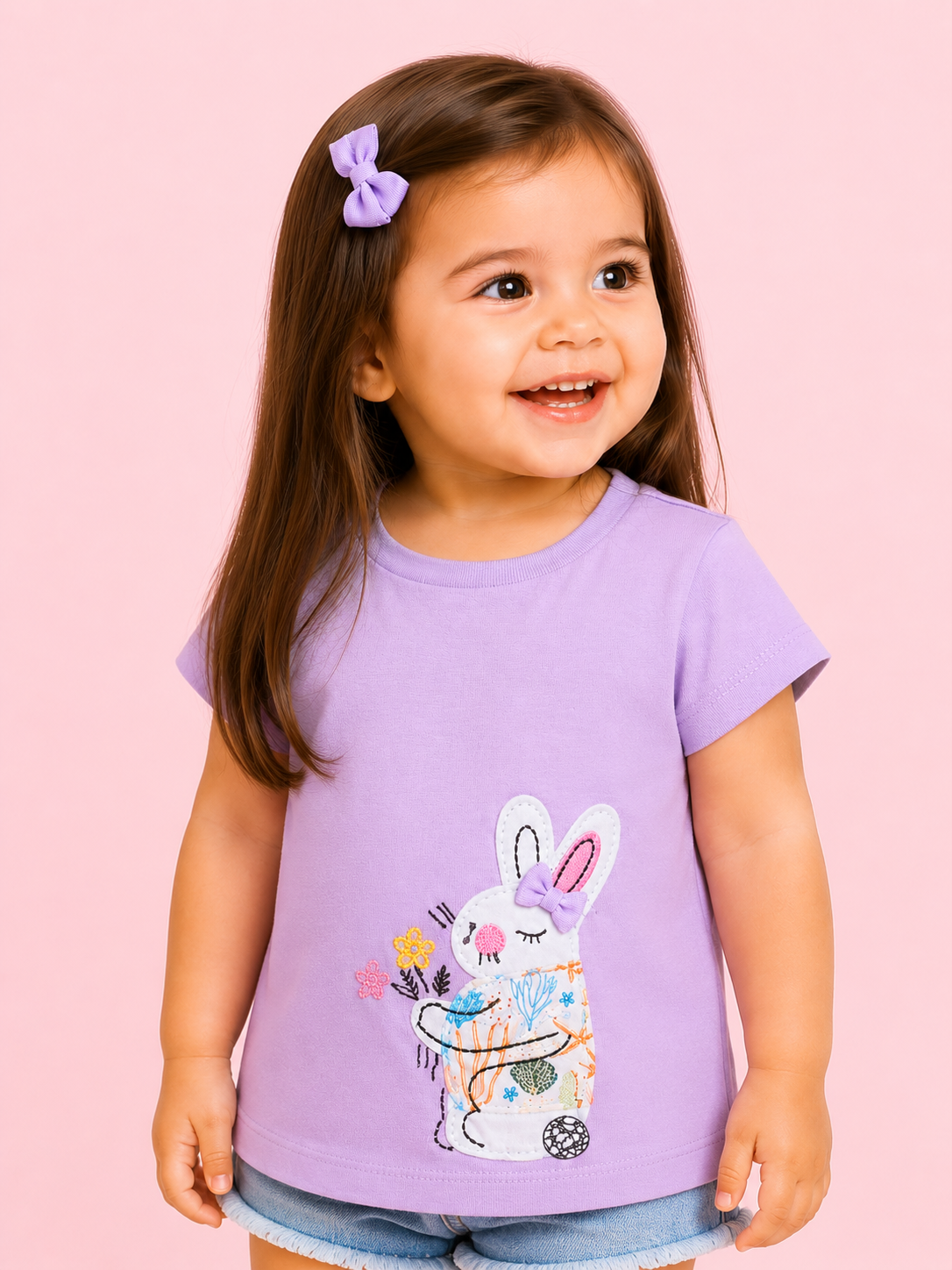 Girls Lavender Short Sleeved Shirt Soft Cotton T-Shirt Boys BloomUp