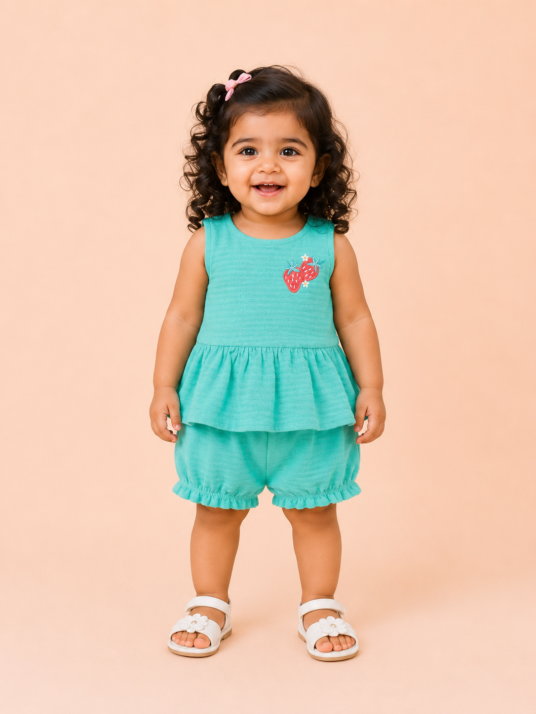 Girls Mint Sleeveless Peplum Top Soft Cotton Clothing Set BloomUp