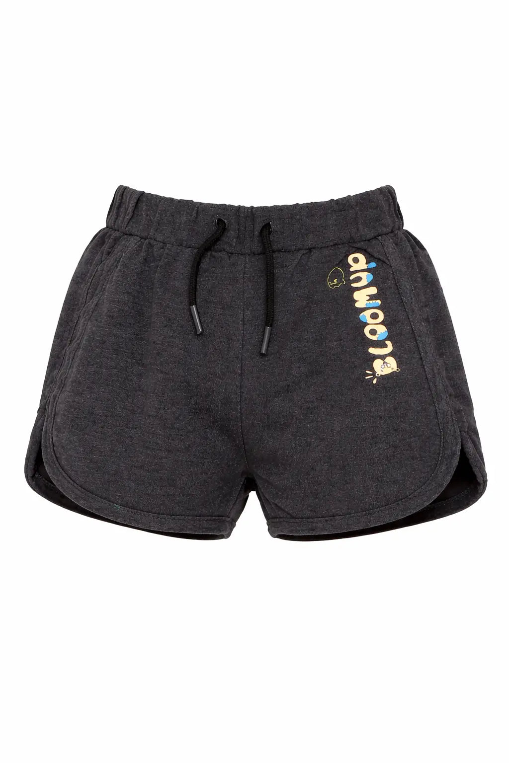 Kids Anthracite Printed Drawstring Casual Shorts BloomUp