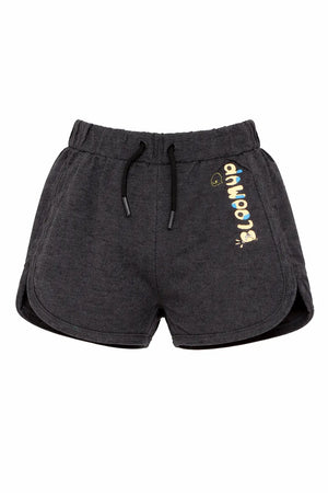 Kids Anthracite Printed Drawstring Casual Shorts BloomUp