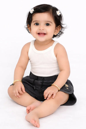 Kids Anthracite Printed Drawstring Casual Shorts BloomUp