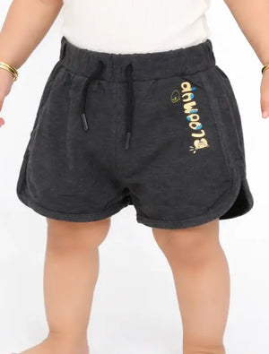 BloomUp Kids Anthracite Printed Drawstring Casual Shorts