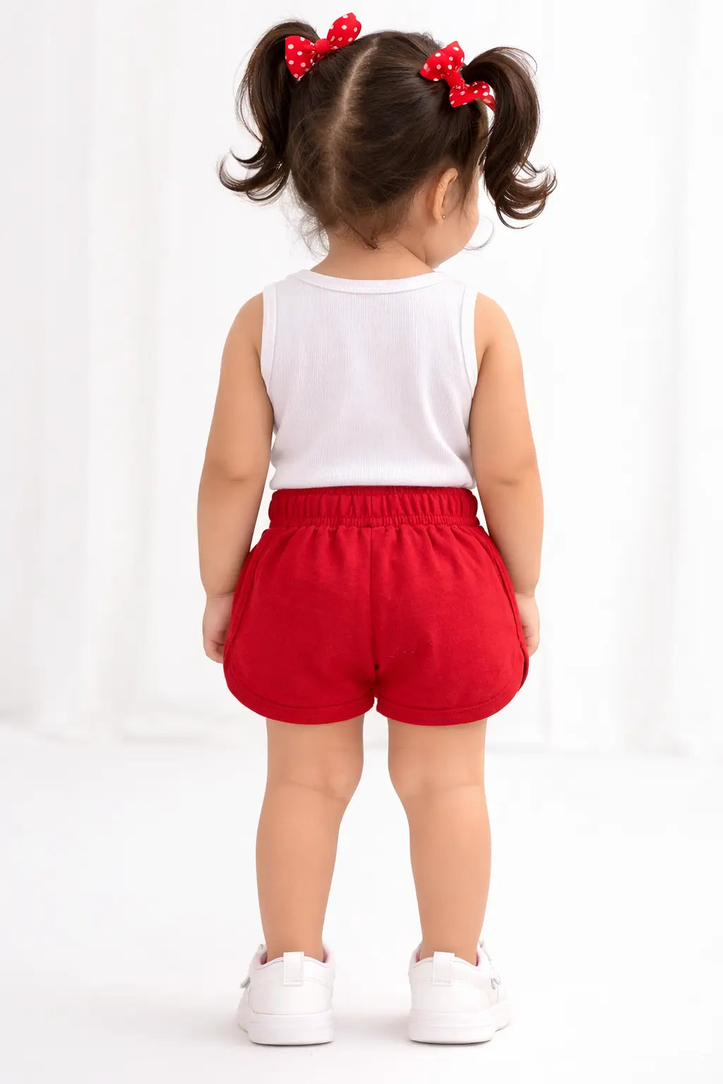 Kids Red Printed Drawstring Casual Shorts BloomUp