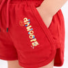 Kids Red Printed Drawstring Casual Shorts