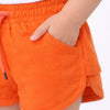 Kids Orange Printed Drawstring Casual Shorts