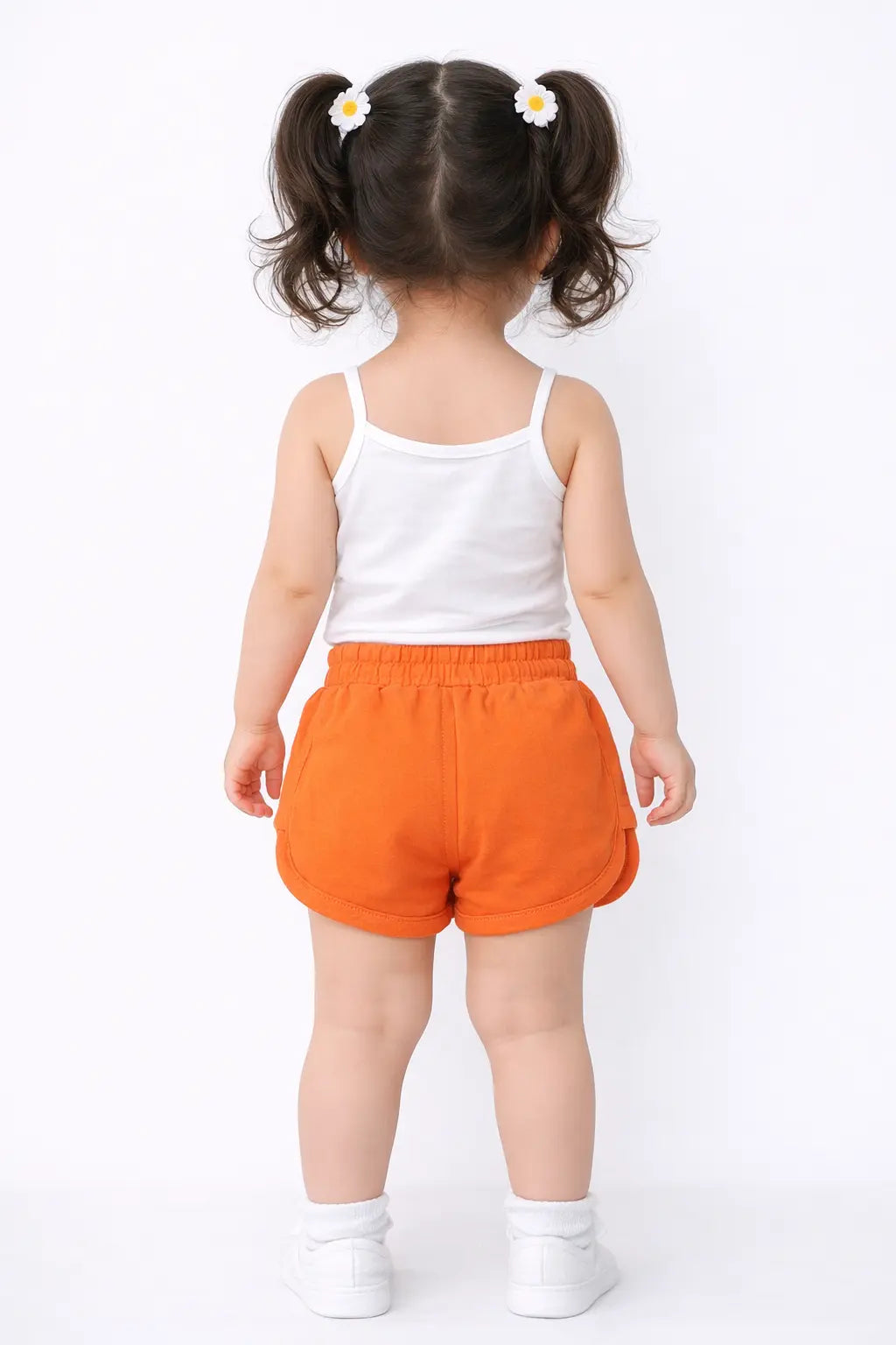 Kids Orange Printed Drawstring Casual Shorts BloomUp
