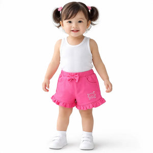 Girls Hot Pink Bow Detail Ruffle Shorts BloomUp