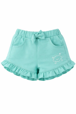 Girls Mint Green Bow Detail Ruffle Shorts BloomUp