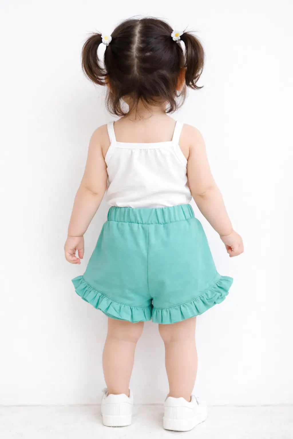 Girls Mint Green Bow Detail Ruffle Shorts BloomUp