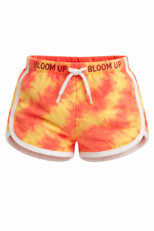 Kids Orange Tie-Dye “Bloom Up” Sporty Shorts BloomUp