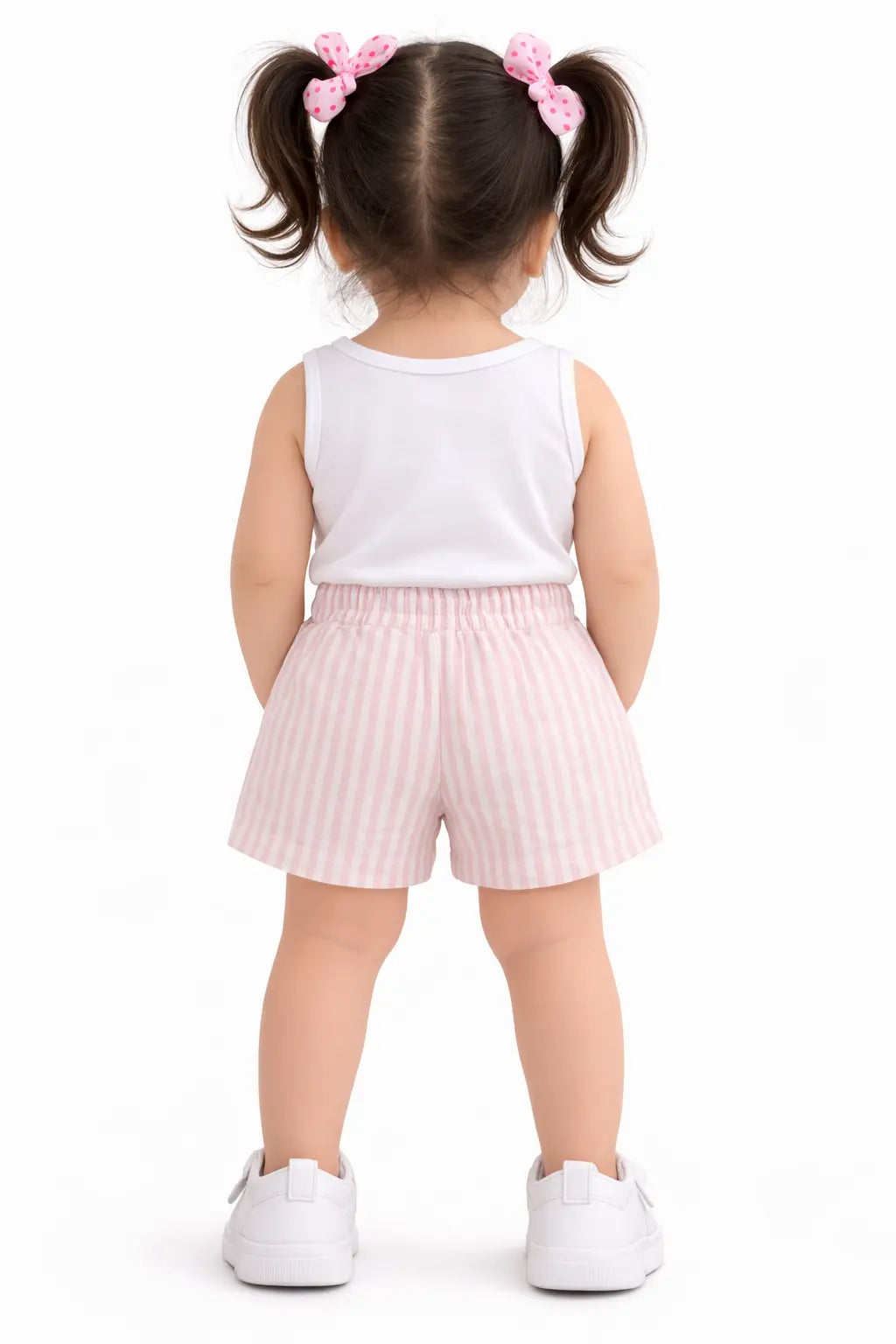 Girls Pink Striped Shorts with Bow Detail BloomUp