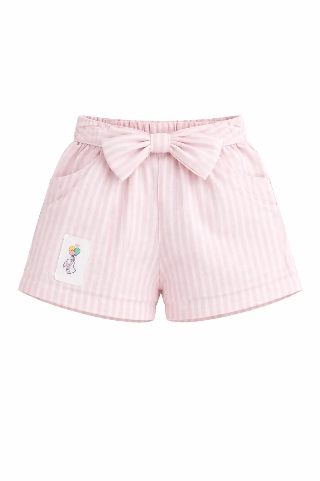 Girls Pink Striped Shorts with Bow Detail BloomUp