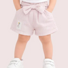 Girls Pink Striped Shorts with Bow Detail
