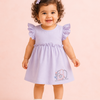 Lavender Ruffle Sleeve Dress for Girls – Soft Cotton Casual Summer Wear