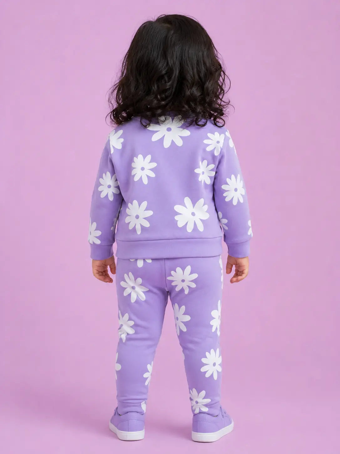 BloomUp Lavender Floral Print Co-ord Set for Baby Girls – Soft Sweatshirt & Leggings Set