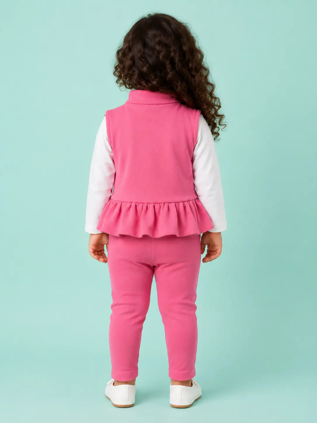 BloomUp Pink Elephant Embroidered Zip-Up Jacket & Leggings Set for Baby Girls – Soft Cotton Daily Wear Outfit