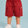 Red Cargo Shorts for Boys – Soft Cotton Casual Utility Summer Wear