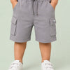 Light Grey Cargo Shorts for Boys – Soft Cotton Elastic Waist Casual Summer Wear