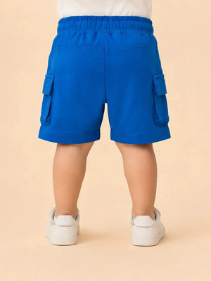 BloomUp Royal Blue Cargo Shorts for Boys – Soft Cotton Casual Utility Summer Wear