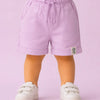Lilac Cotton Drawstring Shorts for Baby Boys & Girls – Soft Terry Casual Summer Wear