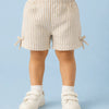 Beige & White Striped Shorts for Girls – Soft Cotton Casual Summer Wear