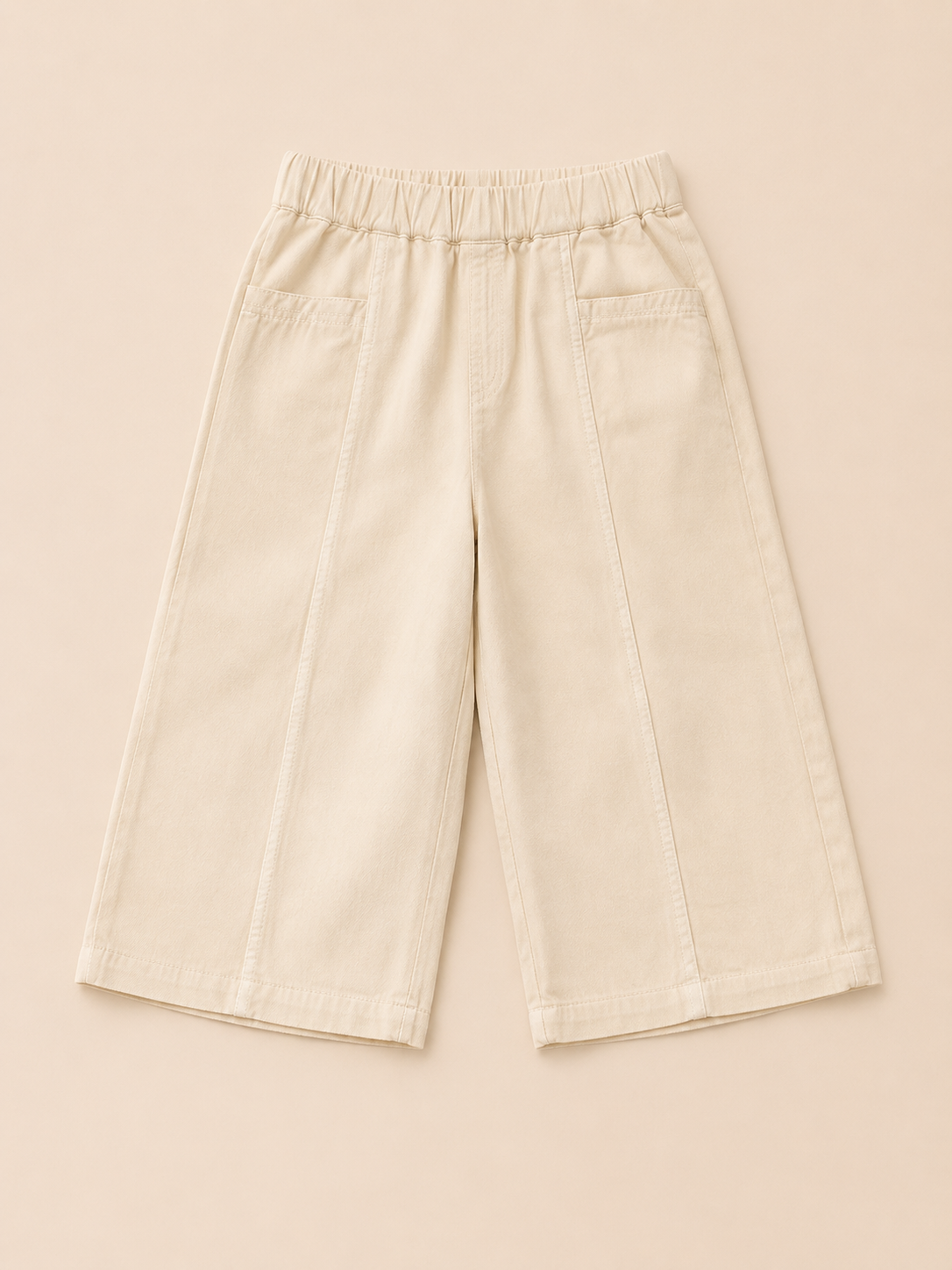 Girls Ivory Wide Leg Cotton Pants – Soft Casual Kids Bottom Wear BloomUp