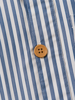Boys Blue & White Striped Cotton Romper – Short Sleeve Casual Summer Outfit for Toddlers BloomUp