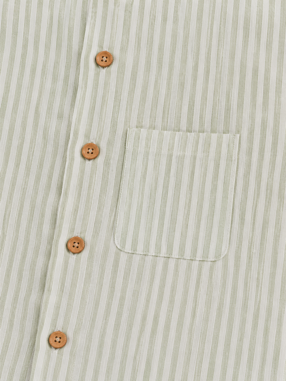 Boys Sage Green & White Striped Cotton Romper – Short Sleeve Casual Summer Outfit for Toddlers BloomUp