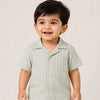 Sage Green Striped Half Sleeve Shirt for Boys – Soft Cotton Casual Summer Shirt
