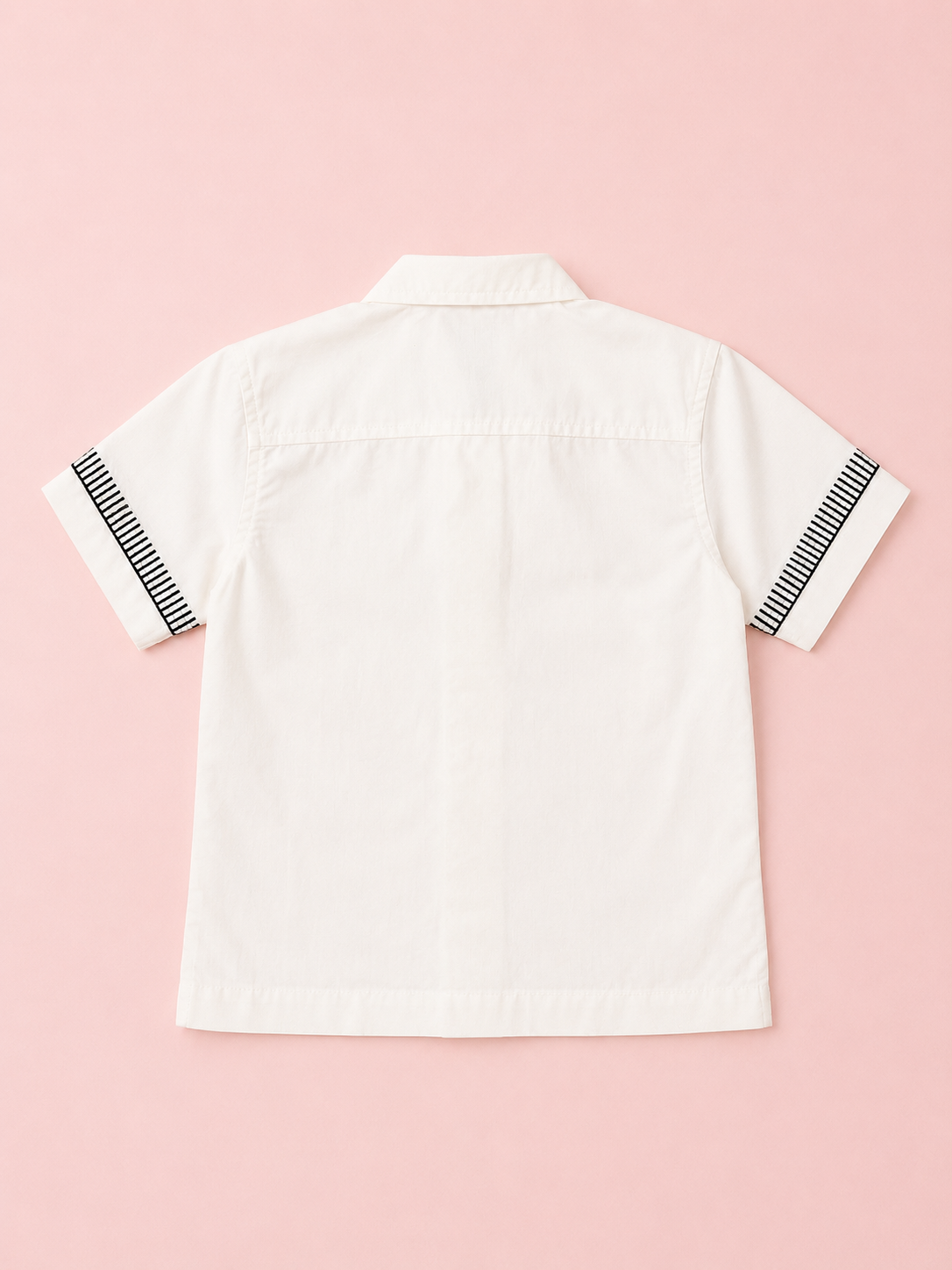 Boys Palm Tree Embroidered Cotton Shirt – White Casual Half Sleeve Summer Shirt BloomUp