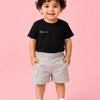 Black Graphic T-Shirt & Light Grey Cargo Shorts Co-ord Set for Boys – Soft Cotton Summer Outfit