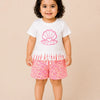 White Shell Graphic T-Shirt & Printed Shorts Co-ord Set for Girls – Soft Cotton Summer Outfit