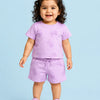 Lilac Textured Co-ord Set for Baby Girls – Soft Cotton T-Shirt & Shorts Summer Outfit