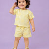 Yellow Pineapple Print Co-ord Set for Baby Girls – Soft Cotton T-Shirt & Shorts Summer Outfit